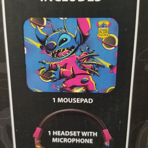 Disney Stitch 3 Piece Set Headset-Wireless Mouse- Mouse pad Brand New - Picture 3 of 16